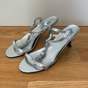 Silver, jewel detail heels